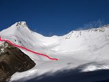 
Climb the slope above Camp I to a brief plateau (6694m)
